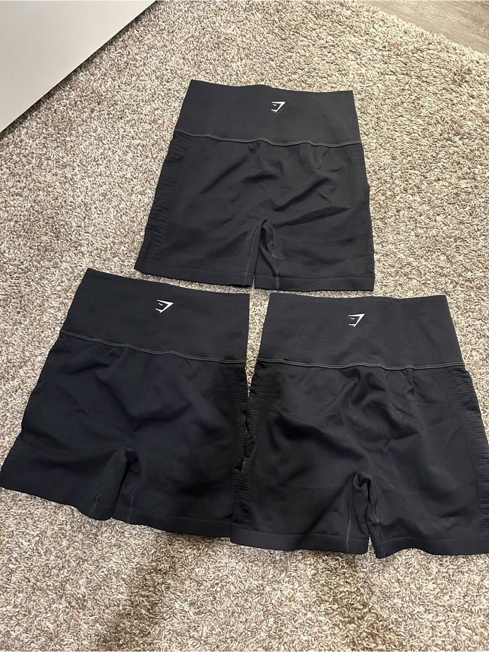 Set of 3! Gymshark Black High-Rise Seamless Bike Shorts Trio